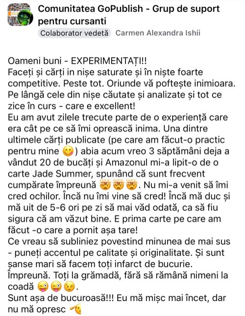 Mesaj din comunitatea GoPublish