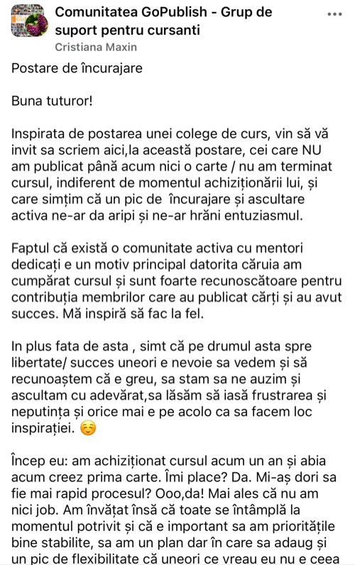 Mesaj din comunitatea GoPublish