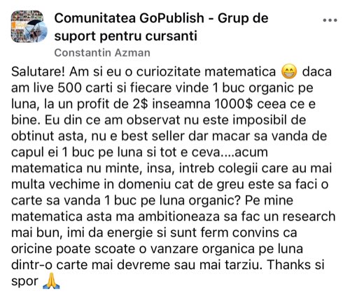 Mesaj din comunitatea GoPublish